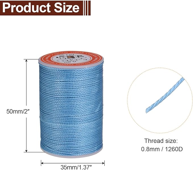 uxcell Round Leather Sewing Waxed Thread, 55m / 60 Yards Wax Polyester String - Image 2