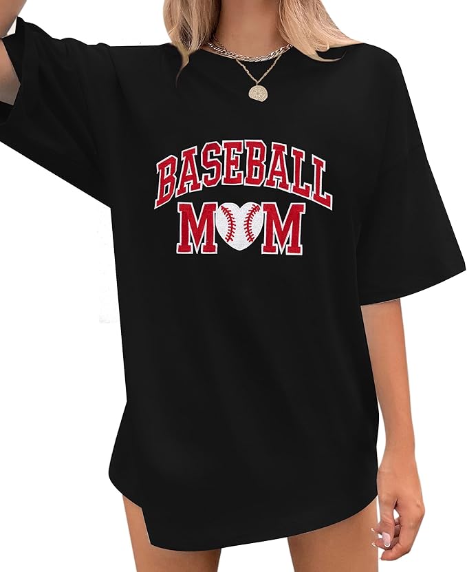 Baseball Mom Shirt Women Baseball Shirt Oversized Chenille Game Day Tops Sports Fan Gift Clothes