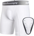 COOLOMG Youth Boys Compression Shorts with Protective Cup Athletic Sports Underwear for Baseball Football Lacrosse Hockey