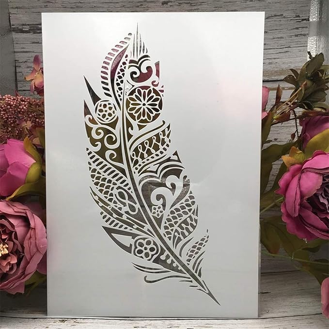 TIAMECH A4 Mandala Feather Stencil - Image 4