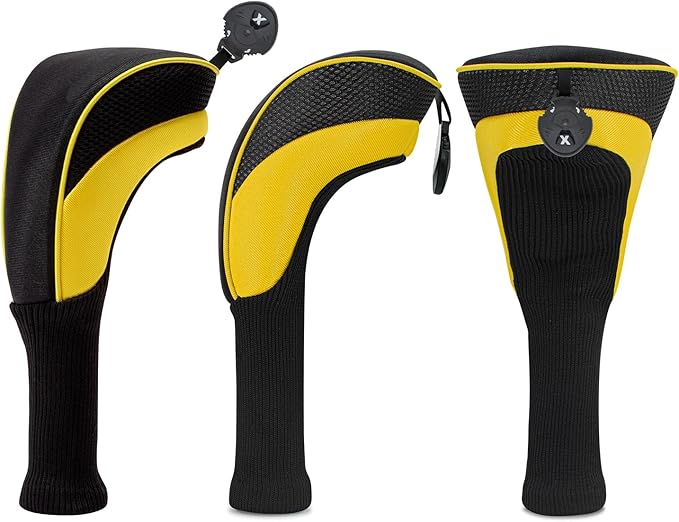 Golf Club Head Covers for Woods 3/4/5/6 Pieces Long Neck Mesh Sports Golf Club Headcovers Set with Interchangeable No. Tags 3 4 5 6 7 X Golf Accessories for Men Women