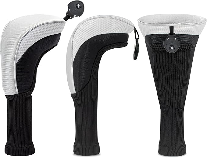 Golf Club Head Covers for Woods 3/4/5/6 Pieces Long Neck Mesh Sports Golf Club Headcovers Set with Interchangeable No. Tags 3 4 5 6 7 X Golf Accessories for Men Women