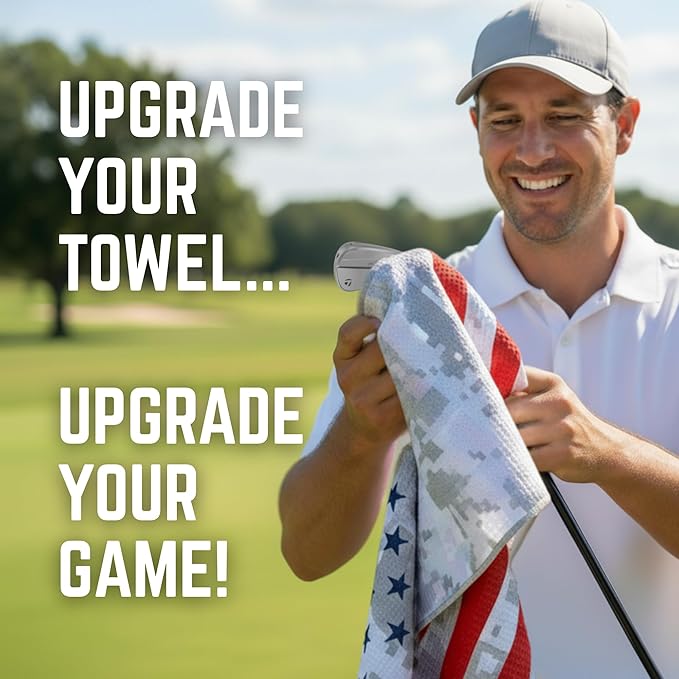 Pin Hunters Minnesota-Themed Microfiber Golf Towel | Premium Waffle Towel with Clip | Large 31"×15.5" Towel for Golf Bags | Accessories for Men | Fun Gift for Husband | USA Pride