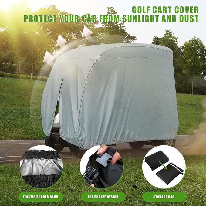 KISEER 4 Passenger 420D Waterproof Golf Cart Cover fits EZ GO Club Car Yamaha, Sunproof Dustproof