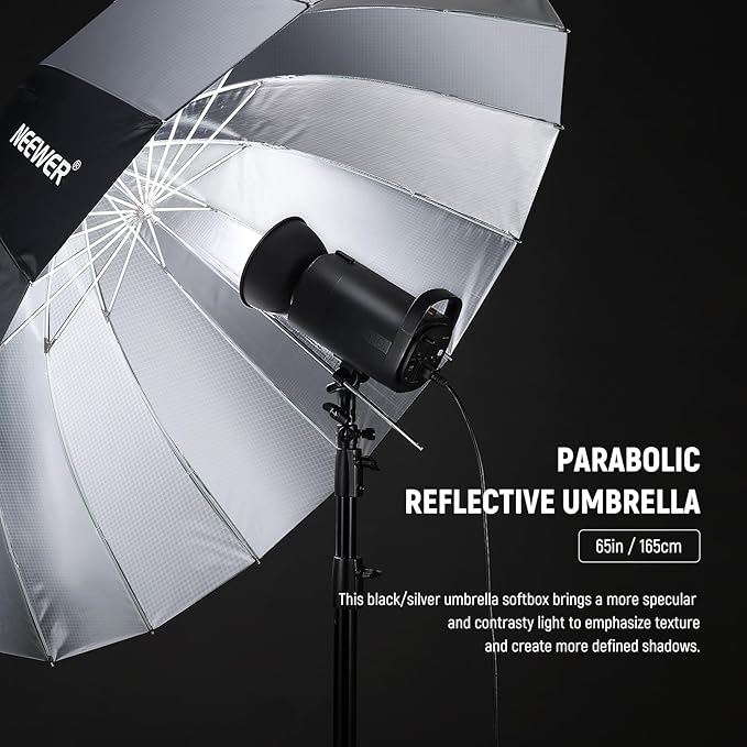 NEEWER 65"/165cm Parabolic Reflective Umbrella Photography - Image 2
