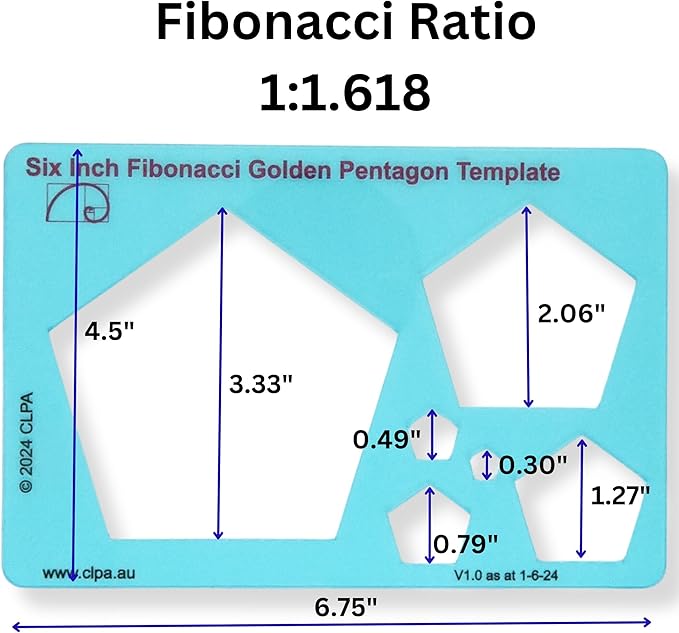 Pentagon Stencil Template for Drawing and Drafting: A Fibonacci-Inspired - Image 3