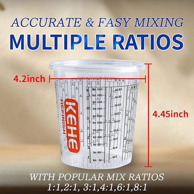100 Pack Paint Mixing Cups by KEHE REFINISH, 18 oz, Disposable or Reusable - Image 7