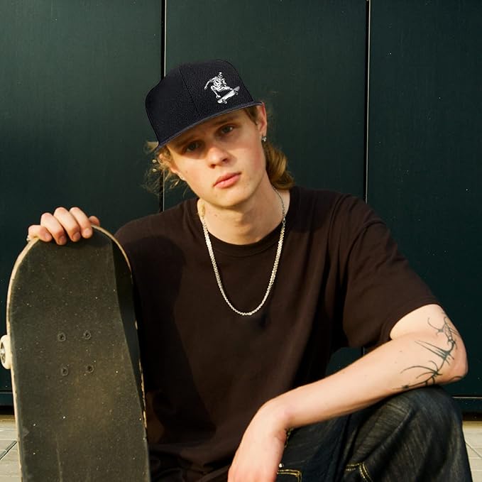 Skateboard Hat Snapback Hats for Men Flat Bill Hats for Boy Adjustable Baseball Cap for Teens Hip Hop Sports