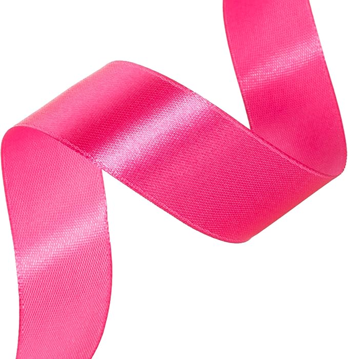 1 Inch Rose Red Solid Satin Ribbon, 50 Yards Craft Fabric Ribbon - Image 2