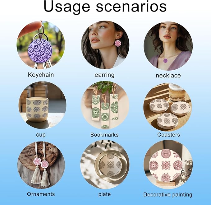 CHGCRAFT Bohemian Round Pattern Polymer Clay Texture Sheets Mandala Pattern - Image 3