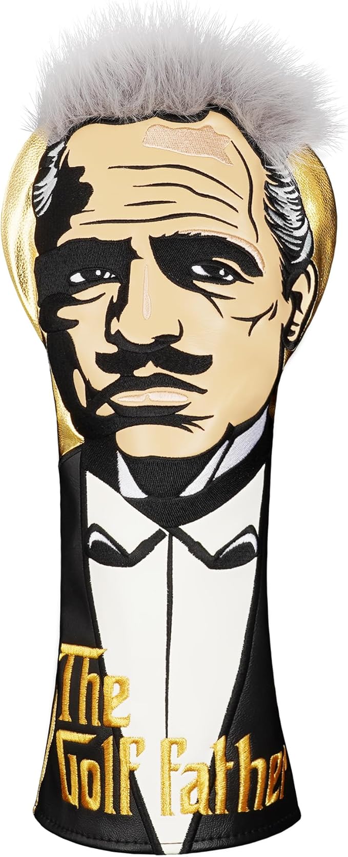 The Golf Father Funny Golf Club Covers, Driver Fairway Wood Hybrid Headcover, Mallet Putter Covers Blade Headcovers Putter Cover Magnetic, Black and White Color Iron Covers for Most Brands