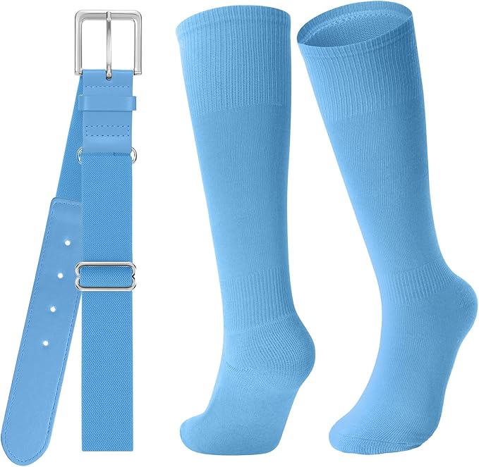Baseball Socks and Belt for Youth Adult Softball Socks Combo Elastic Waist Belt for Men Kids Boys Girls Women JASGOOD