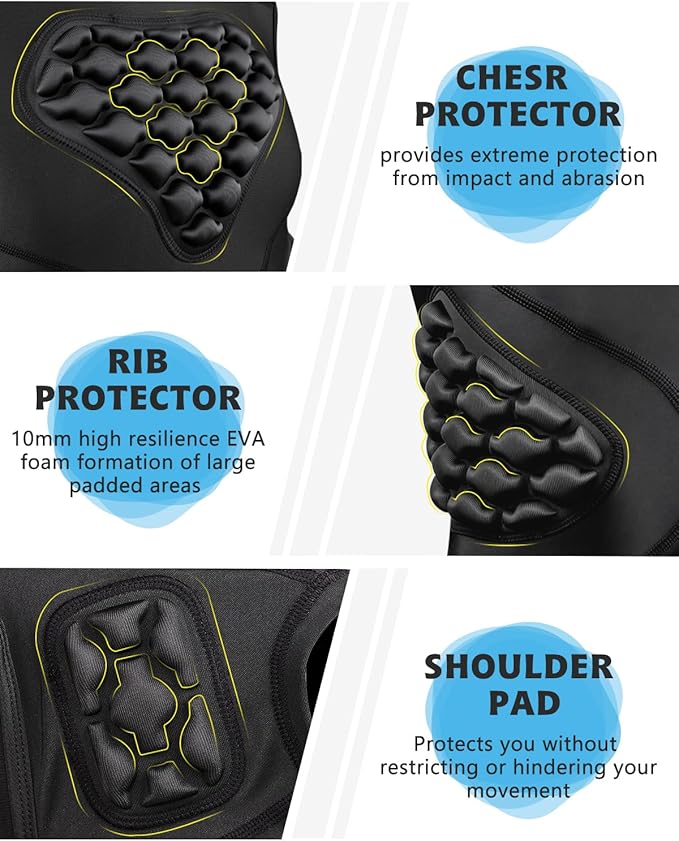 Youth Padded Compression Shirt Vest Rib Chest Protector Football Baseball