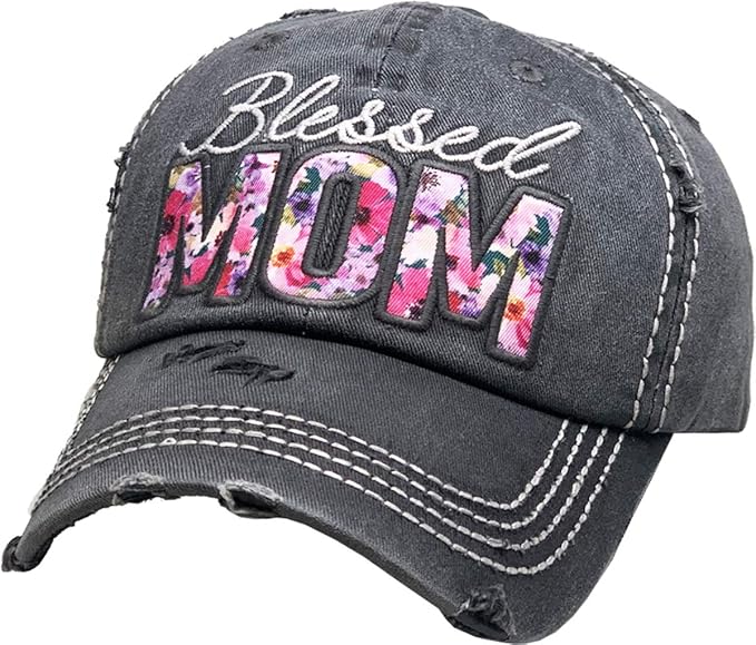 Funky Junque Distressed Vintage Baseball Cap - Embroidered Patch Women's Hat - Holiday, Lifestyle & Patriotic Designs