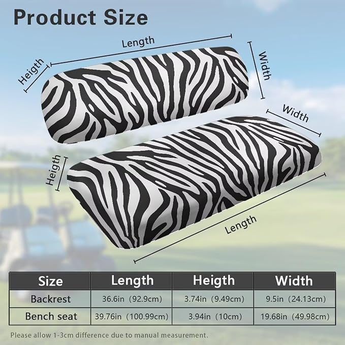 Yewatlles Golf Cart Seat Cover, Golf Cart Seat Towel Blanket Suitable for All 2-Seater Carts, Golf Cart Seat Towel Golf Cart Seat The Seat Clean Zebra Skin