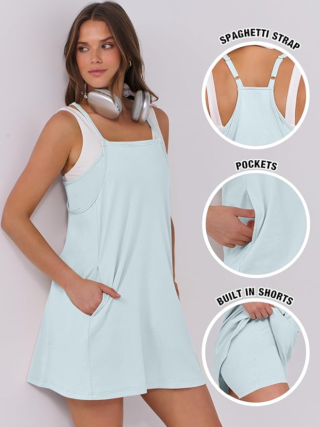 ANRABESS Women Summer Dress 2026 Beach Vacation Outfits Tennis Athletic Workout Romper Dress Built in Shorts Travel Clothes