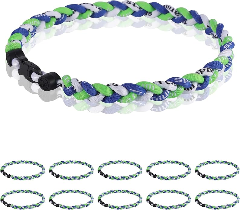 12 Pack Baseball Necklace 18inch, Team Gift for Baseball Funs, Three Braided Titanium Tornado Rope Design, with Muti - Color for Pick