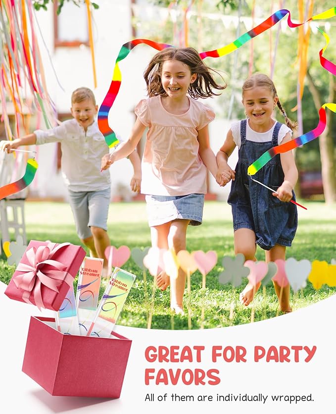 JoyCat 24 Pack Dance Ribbon Streamers, Rainbow Decorations, Goodie Bag Stuffers - Image 4