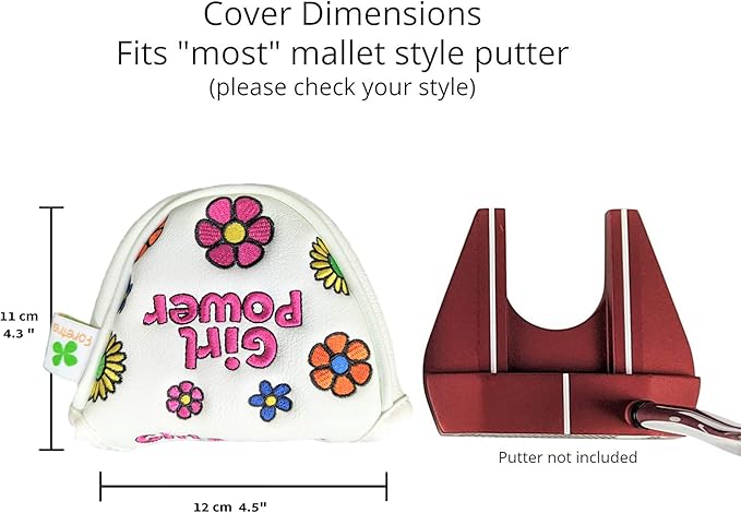Foretra Driver Headcover Golf Club Covers Blade Mallet Putter Cover Alignment Stick Holder Hybrid Fairway Wood Head Cover Girl Power Novelty Golf Accessories for Most Brands