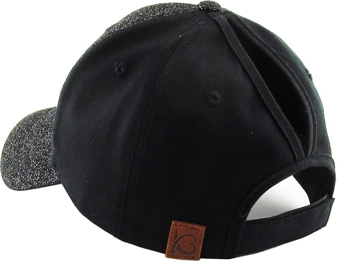 Classic Plain Ponytail Messy High Bun Headwear Adjustable Cotton Trucker Mesh Glitter Hat Baseball Cap
