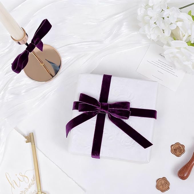 Vintage Purple Velvet Ribbon Christmas Ribbon - Image 4