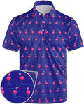 Golf Polo Shirts for Men Funny Print Short Sleeve Golf Shirts Performance Golf Polos
