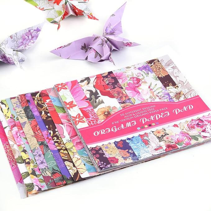 Origami Paper Kit 50 Sheets 70GSM 6 Inch Square Double Sided Color 50 Vivid - Image 4