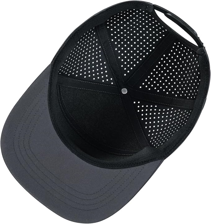 FEINION Men Flat Brim Adjustable Performance Hat Snapback Laser Perforated Baseball Cap