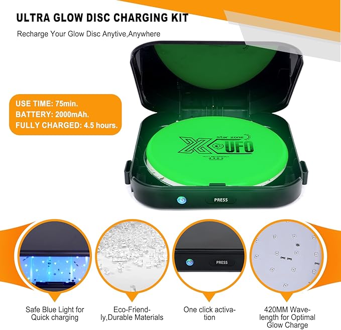 X-UFO Fast-Charging Golf Disc LED Charging Case Portable Night Golf Disc Gear—The Ideal Choice for Night Training and Tournaments