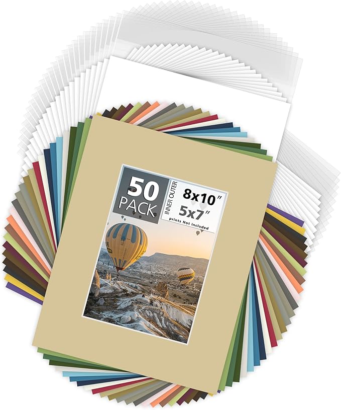 Mat Board Center, 8x10 for 5x7 Mix Color Picture Mat Sets by MatBoardCenter