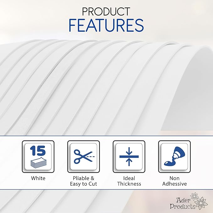 White EVA Foam Sheets for Crafts, 15 Pack, 9 x 12 Inch, 2mm Thickness – Ideal - Image 4