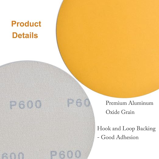 6-Inch No-Hole Hook and Loop Sanding Discs 600-Grit, Random Orbital Sandpaper - Image 5