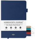 Wordsworth & Black A5 Mixed Media Journal 96 Mix Pages, Hardcover Leather by WordsworthBlack