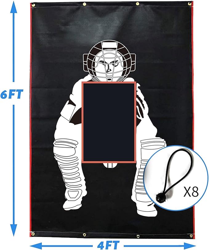 Batting Cage Backstop with Strike Zone Heavy Duty PVC Coated Oxford Fabric Vinyl Baseball Backstops with Catcher Softball Pitcher Training Equipment Aid