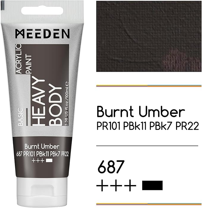 MEEDEN Acrylic Paint Burnt Umber: Bundled - 100ml/3.38oz x 2 Bulk Heavy Body - Image 2