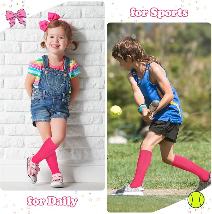 Sarfel Kids Soccer Socks Toddler Soccer Socks Girls Boys Soccer Socks Kids Tube Socks with Stripes Toddler Knee High Socks
