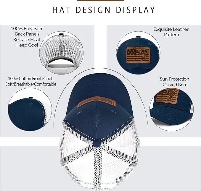 Fishing Hat Fishing Gifts for Men Bass Fish Flag Gear Accessories Stuff Trucker Hat Snapback Baseball Cap