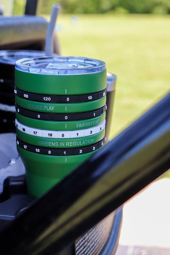 Tally Tumbler Golf Stainless Steel Cup, 30 oz Leak Proof Lid, Double Wall Insulation, Golf Tumbler with Score Keeping Counter (Divot Green)