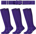 Haysandy Baseball or Softball Sock and Belt Combo Set 3 Football Baseball Socks with Softball Belt for Youth Boys Kids