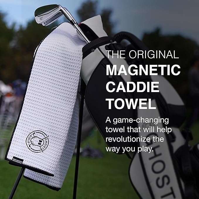 Ghost Golf Magnetic Towel (Caddie) - Premium Ultra-Absorbent Microfiber Golf Towel with Magnet for Golf Carts or Clubs - 18" x 40" Golfing Gear - Waffle Weave Pattern (Desert Camo)