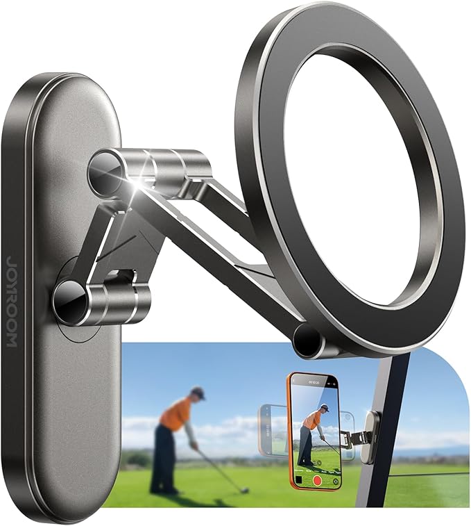 JOYROOM Upgraded Magnetic Golf Cart Phone Holder, [Tri-fold+All Alloy] Golf Gifts for Men Him Golfers dad, 2026 Golf Cart Accessories Compatible with MagSafe iPhone 17-12 for Club Car, EZGO, Yamaha