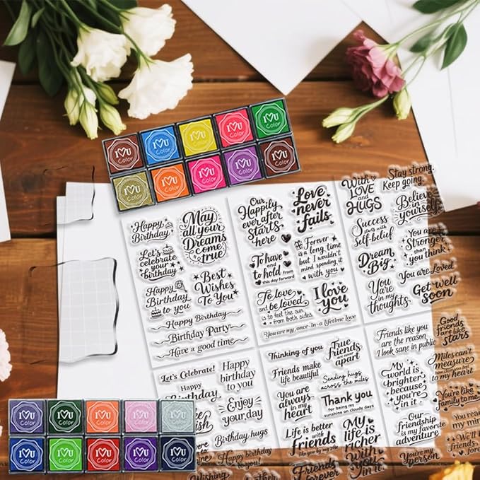 6 Pcs Greeting Words Clear Stamps - Image 4