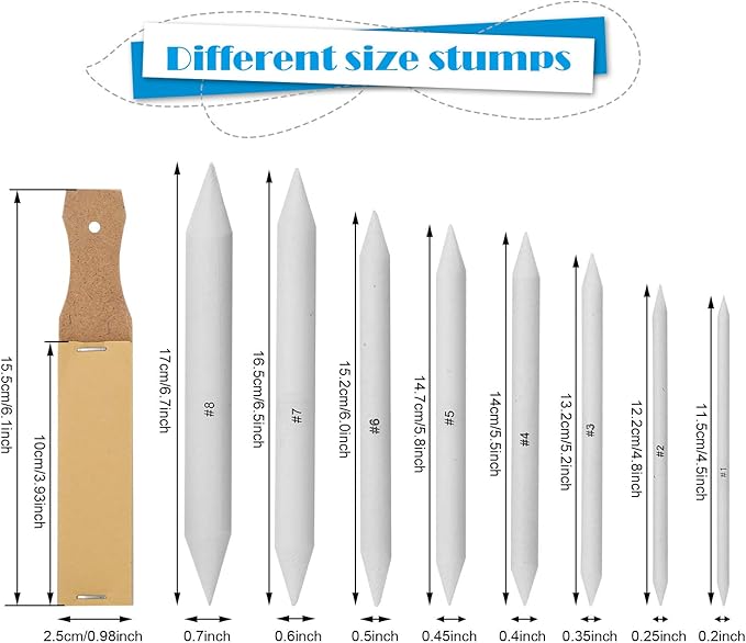AGPTEK 22 PCS Sketch Drawing Tools, 16 Blending Stumps Set - Image 2