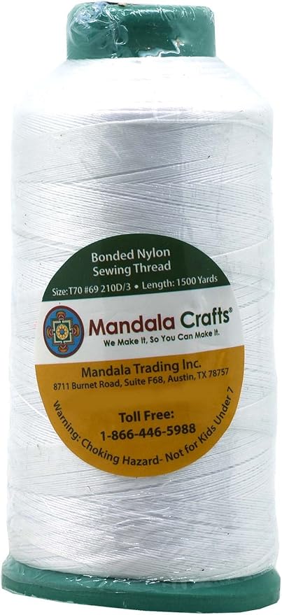 Mandala Crafts Bonded Nylon Thread White Heavy Duty Sewing Threads - Image 2