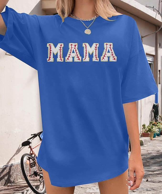 Baseball Mom Shirt Women Baseball Shirt Oversized Chenille Game Day Tops Sports Fan Gift Clothes