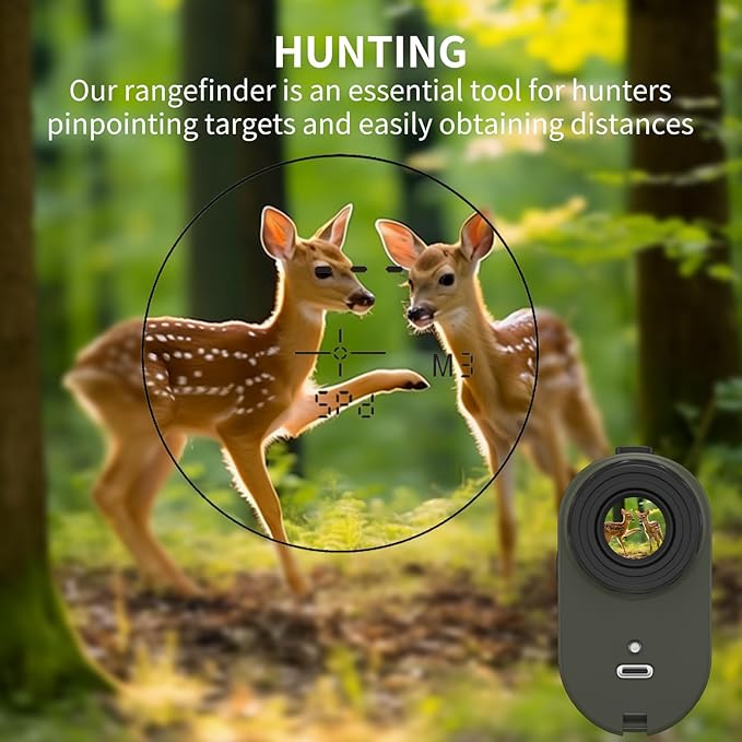 Golf Rangefinder with Slope, 1200 Yards Laser Rangefinder, 7X Magnification, Rechargeable, Flag Pole Locking Vibration, Integrated Magnet, Golf Accessories for Men & Women