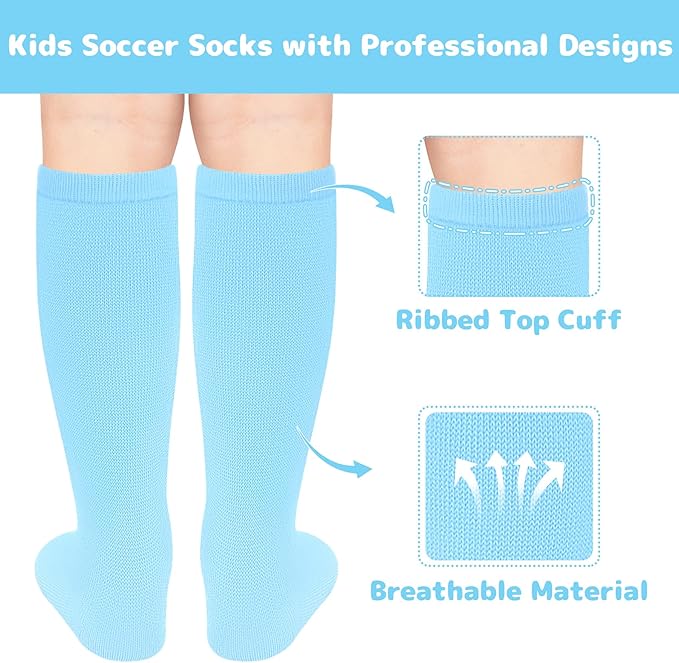 Olreco 1 Pack Toddler Kids Youth Soccer Socks Girls Boys Baseball Socks Youth Knee High Softball Football Accessories Cotton