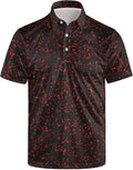 Golf Polo Shirts for Men Funny Print Short Sleeve Golf Shirts Performance Golf Polos