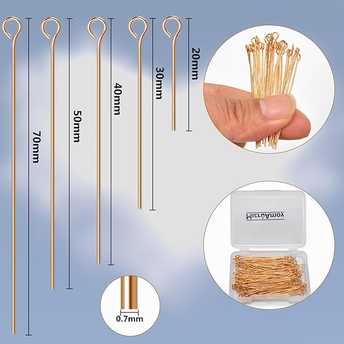 100pcs 18K Gold Filled Eye Pins Non Tarnish Craft Earring Bracelet Jewelry - Image 2