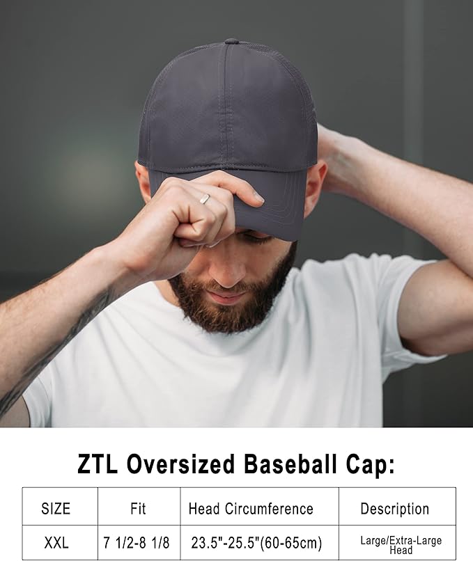 Oversize XXL Baseball Cap for Big Heads 23.6"-25.6", Extra Large Cotton Baseball Hat, Plus Size Unstructured Dad Hats